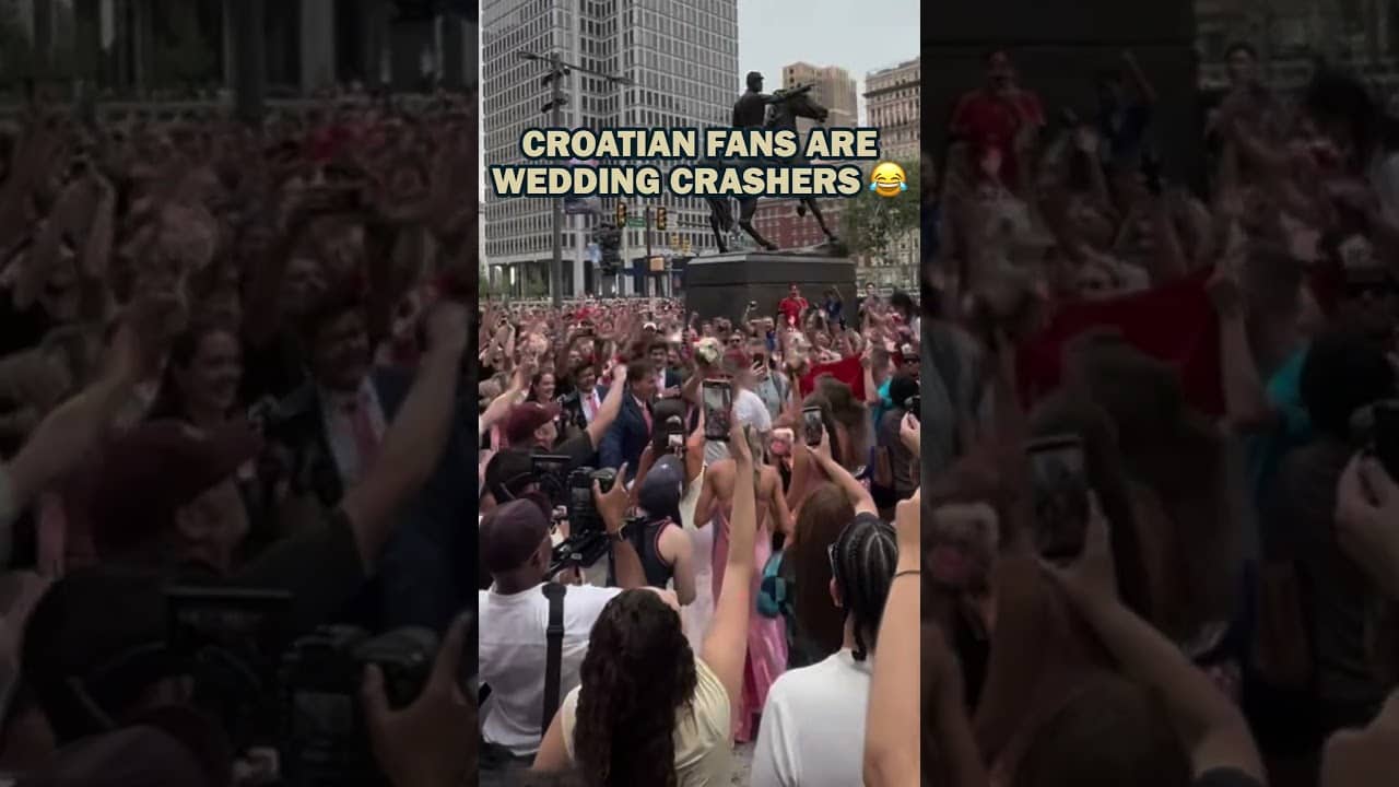 When your wedding crosses over with the Croatian World Cup rally 🤣