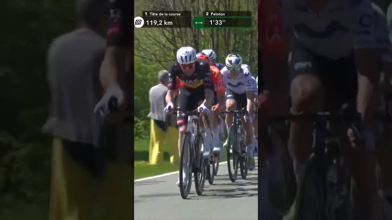 Tim Wellens is giving it his ALL 😳 The Belgian national champion has slashed the gap to the front!