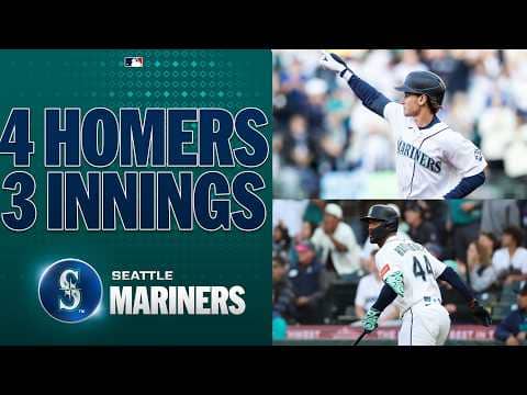 Colt Emerson and Julio Rodríguez homer in the SAME inning 🔱 (Mariners have 4 HR in 3 innings 😳)