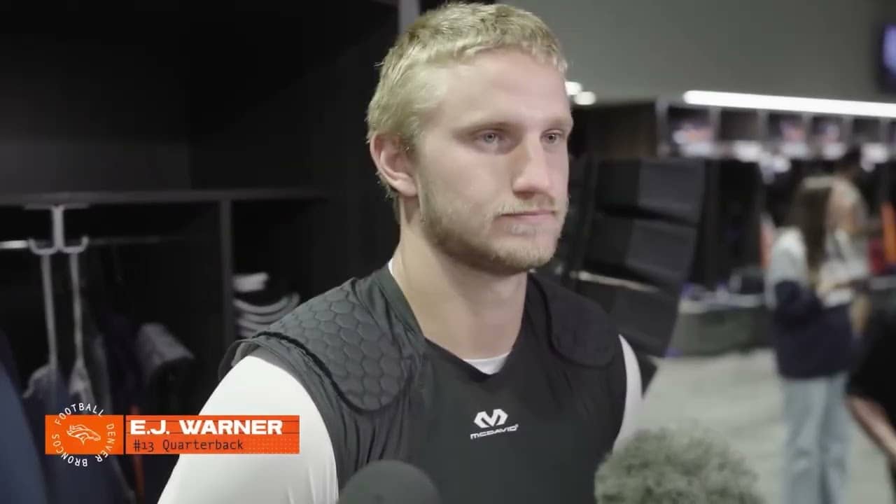 E J  Warner Shares Best Advice He Received from Hall of Fame Dad Kurt at Denver Broncos Rookie Camp.