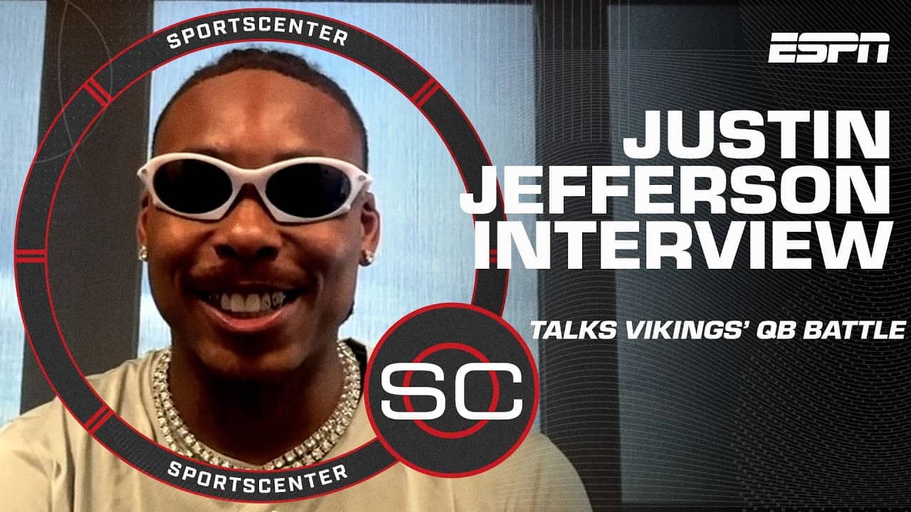 Justin Jefferson talks J.J. McCarthy-Kyler Murray QB battle & JJets Flight School ✈️ | SportsCenter