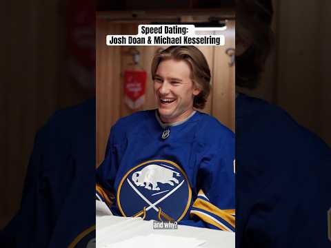 Josh Doan and Michael Kesselring take on speed dating. 🤣 #nhl #buffalosabres #date