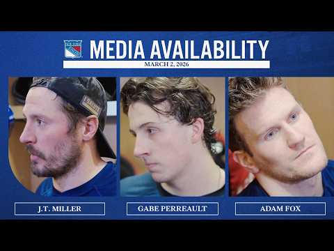 NYR vs CBJ: J.T. Miller, Gabe Perreault & Adam Fox Postgame Media Availability | Mar. 2, 2026