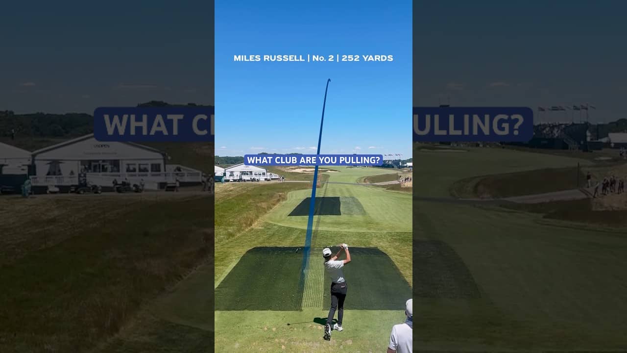 The 17-year-old Miles Russell hits it pin high on Shinnecock’s 2nd 👀
