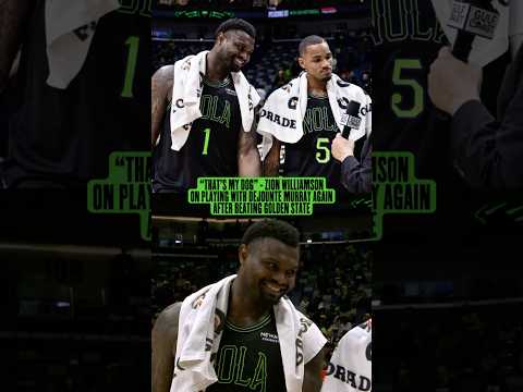 Zion Williamson 🤝 Dejounte Murray following win vs. Golden State #pelicans #nba #shorts