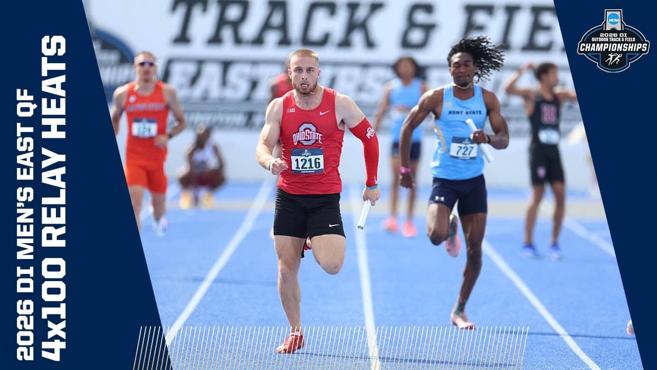 Every men's 4x100 meter relay heat from the 2026 NCAA DI East First Round track & field meet