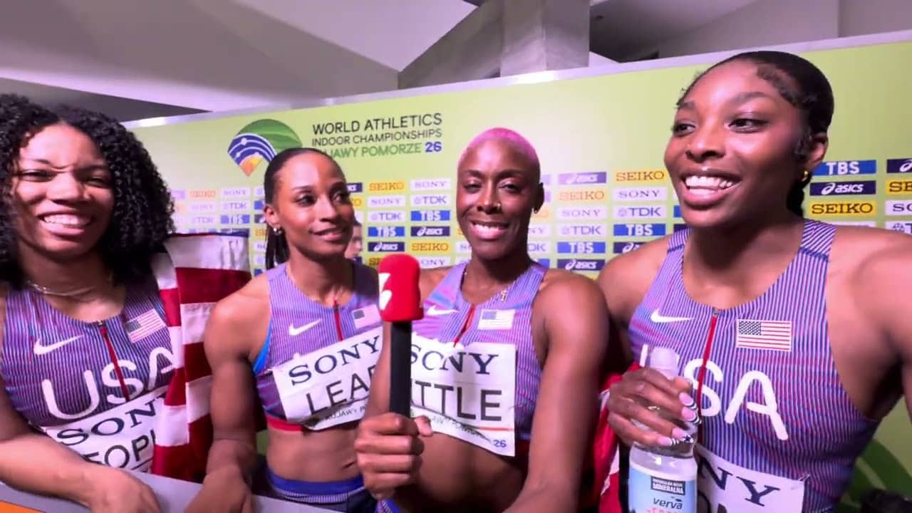 U.S. Women's 4x400m Relay Team After Winning Gold At 2026 World Indoor Championships