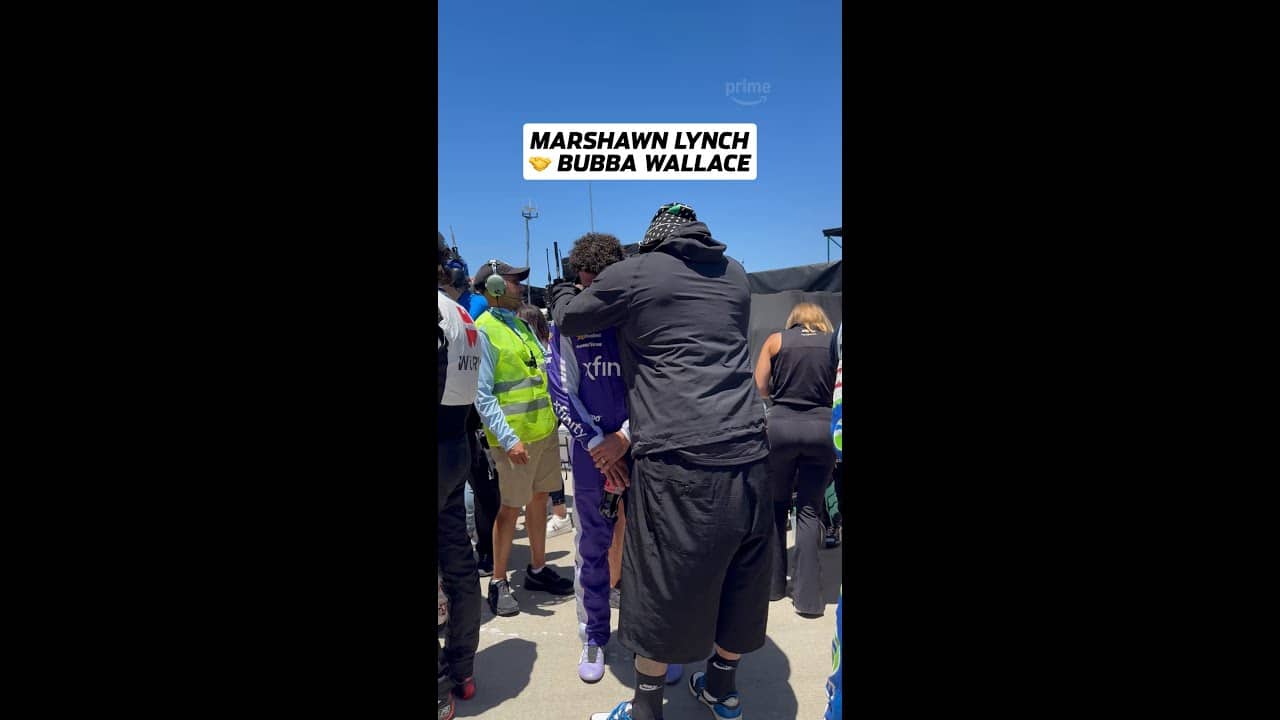 Marshawn Lynch catches up with Bubba Wallace 🤝