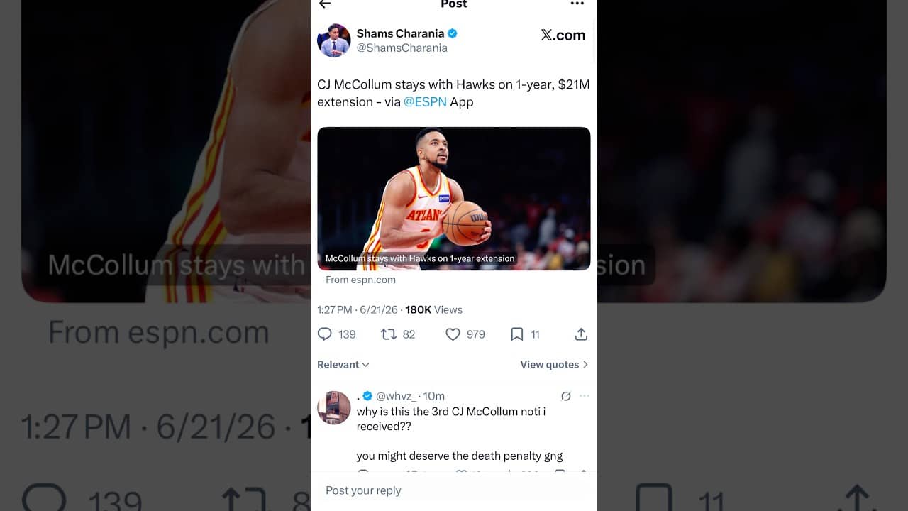 CJ McCollum resigned with the Atlanta Hawks on a one-year contract! #nba #shorts #fyp #atlantahawks