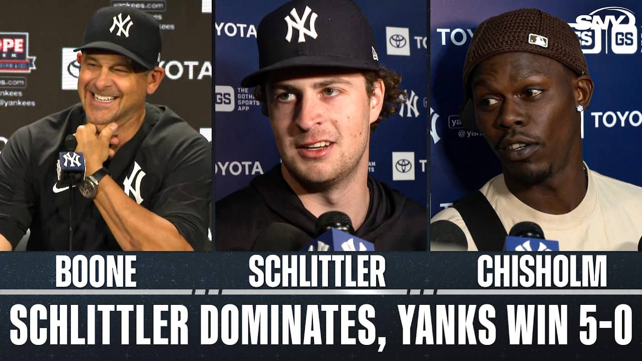 Aaron Boone, Cam Schlittler and Jazz Chisholm Jr. on Cam's historic pitching night for the Yankees