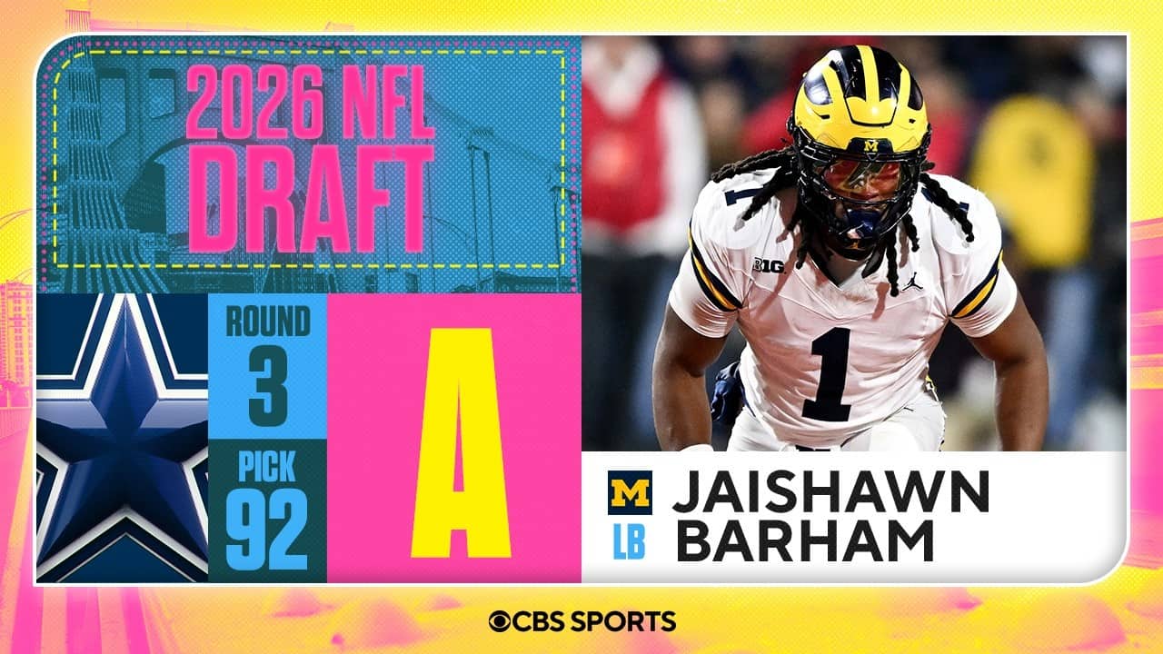 Cowboys select Jaishawn Barham in Third Round, No. 92 overall | 2026 NFL Draft Grades & Reaction