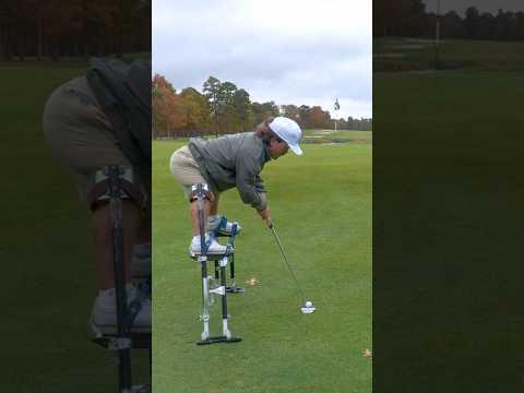 Chaz holes out on stilts 😳 #shorts #golf