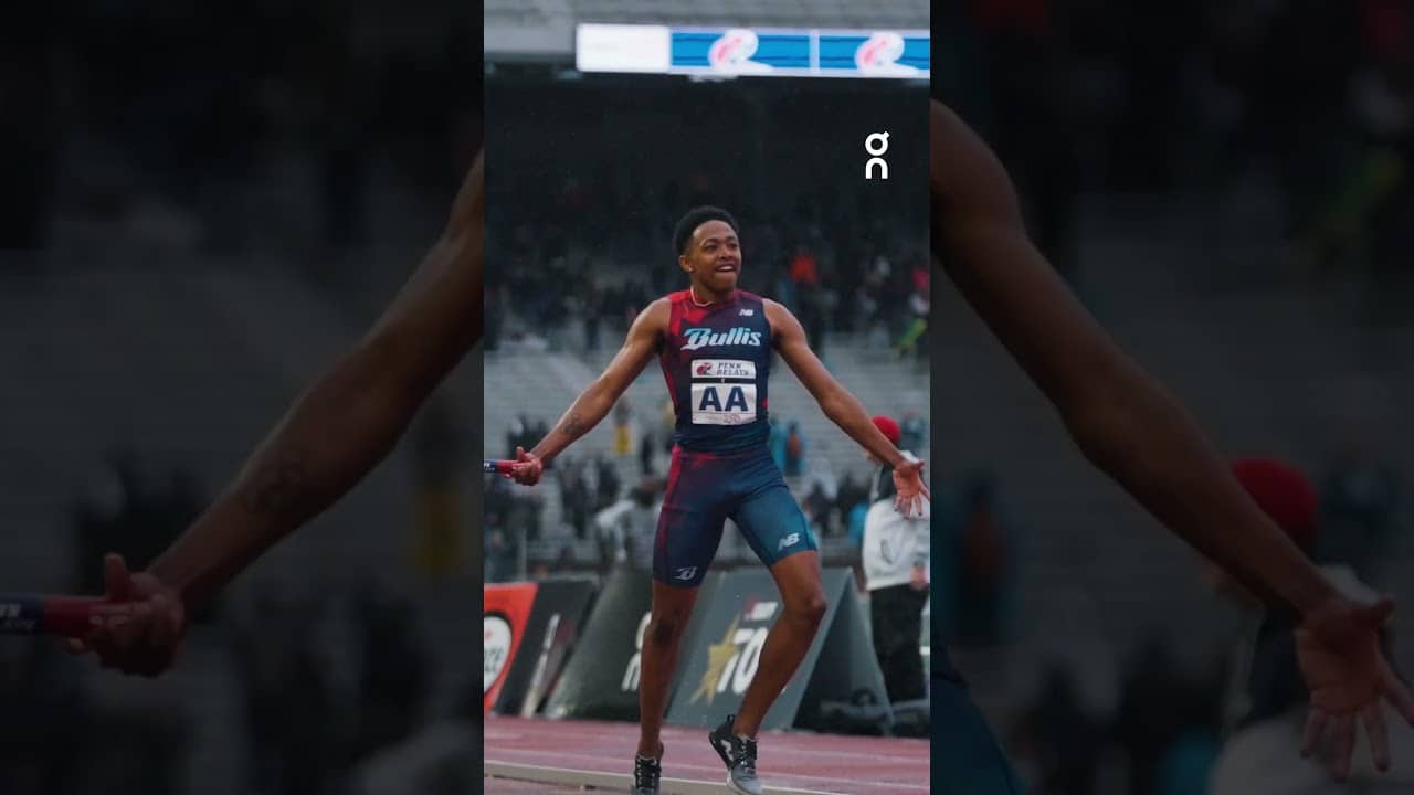WEATHER MATTERS 🌧️🚨 Bullis School rises to the occasion and wins the 2026 Penn Relays 4x400m.