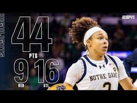 HANNAH HIDALGO SHOW 🍿 Drops career-high 44 PTS & NCAA RECORD 16 STL | ESPN College Basketball