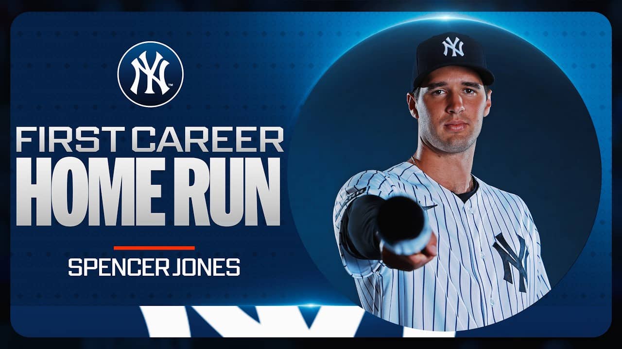 Spencer Jones CRUSHES his first career home run for the New York Yankees! 💪 (443 feet! 😮‍💨)