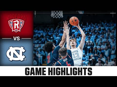 Radford vs. North Carolina Game Highlights | 2025-26 ACC Men's Basketball