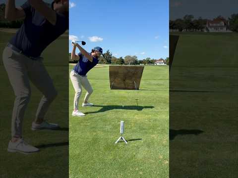 Hitting a golf ball through 3/4” plywood 😳 #shorts #golf