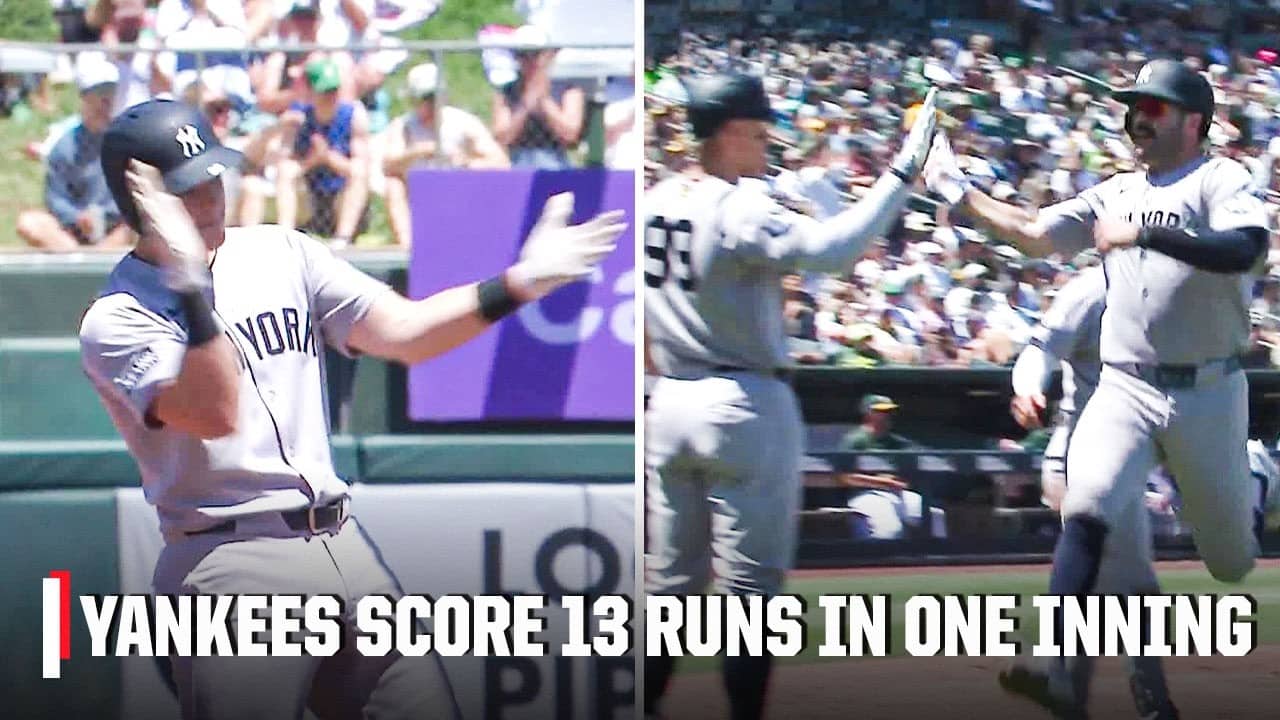 Yankees score 13 RUNS IN ONE INNING vs. Athletics 🤯 | ESPN MLB