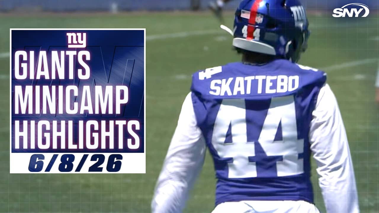 Cam Skattebo, OBJ, Jaxson Dart hit the field for Giants minicamp