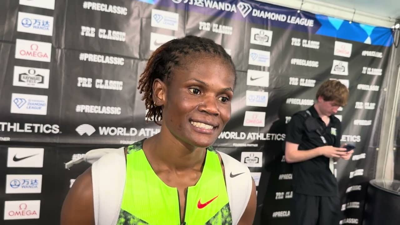 Lilian Odira after her 800 meter win at the Prefontaine Classic 