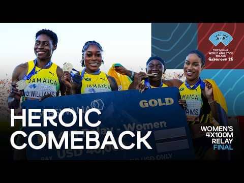 Elaine Thompson-Herah anchors team Jamaica to 4x100m win | World Athletics Relays Gaborone 26