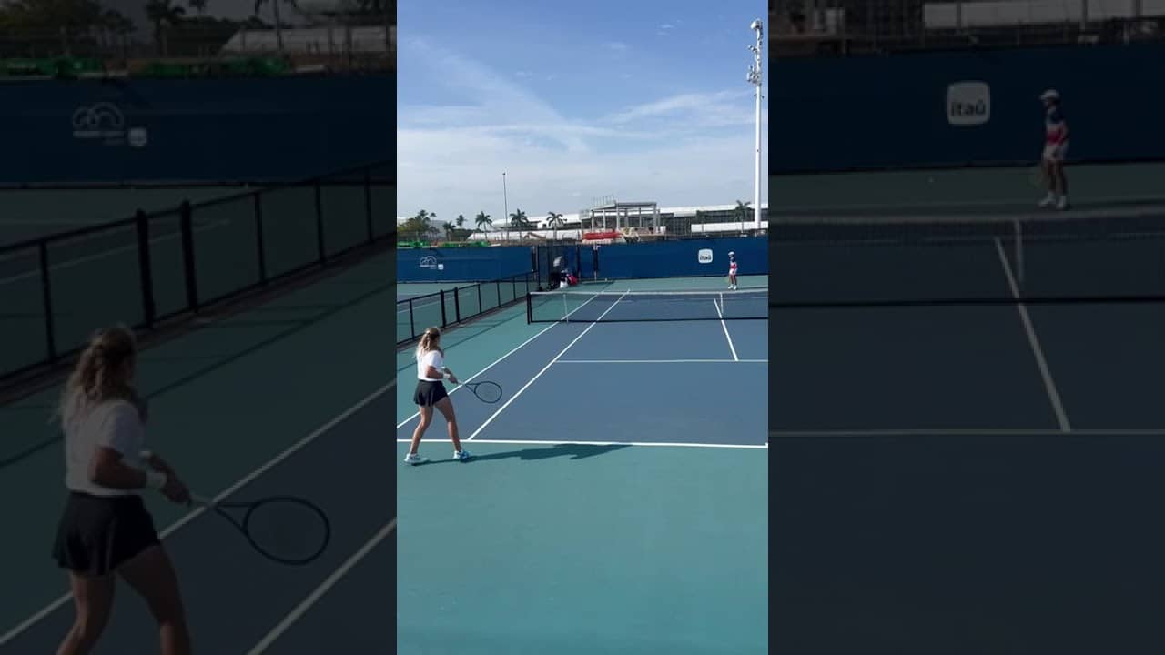 Blistering return from Mirra Andreeva in Miami Open practice #wta #wtatennis #wtatour #tennis