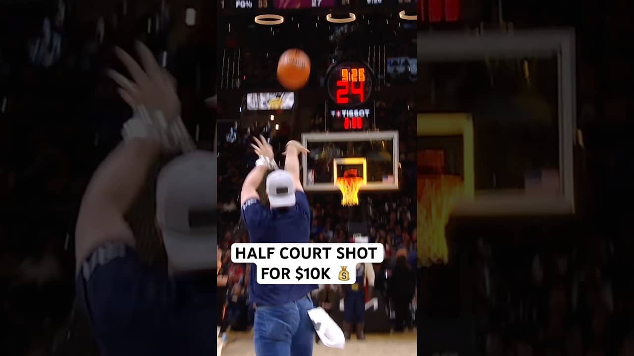 Cavaliers fan hits half court shot for $10K!