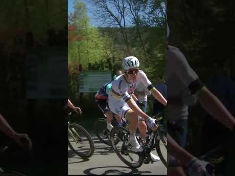 The superstars in slo-mo 🤩 Tadej Pogacar, Remco Evenepoel, and Paul Seixas all ready to go in Liege!