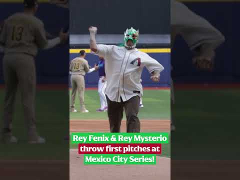 Rey Fenix and Rey Mysterio pulled up to throw out the first pitches at the #MexicoCitySeries