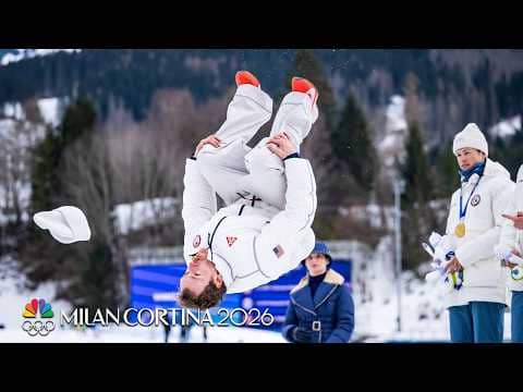 Team USA's Ben Ogden flips with joy after receiving silver medal | Winter Olympics 2026 | NBC Sports