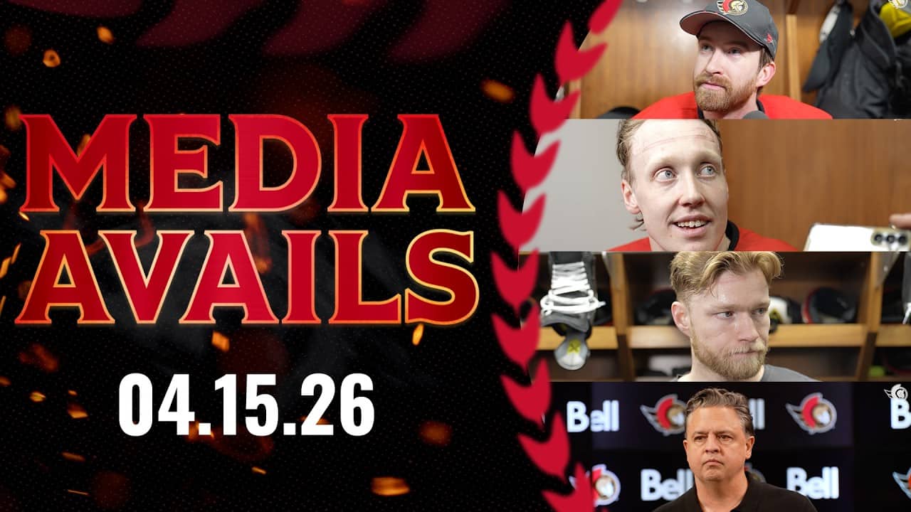 Lassi Thomson, Cameron Crotty, Nikolas Matinpalo, Travis Green Pregame Media vs TOR