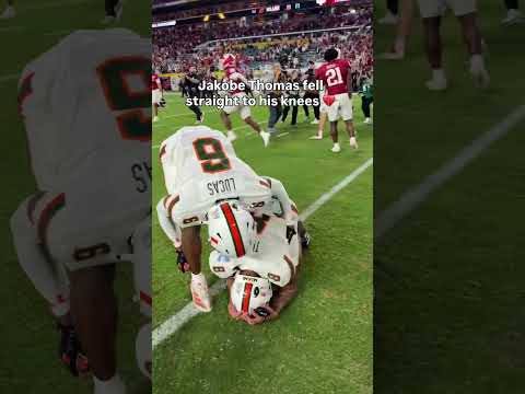 Xavier Lucas consoling Jakobe Thomas after Miami's loss in the National Championship 🥺