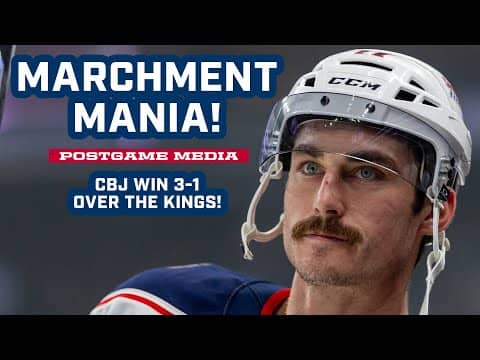 MARCHMENT MANIA!! 🤩🔥 Blue Jackets Win 3-1 in L.A. Behind Marchment's 2-Goal Game! | Postgame Media