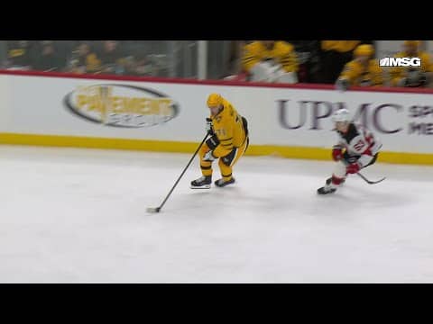 Yegor Chinakhov scores a goal against the New Jersey Devils