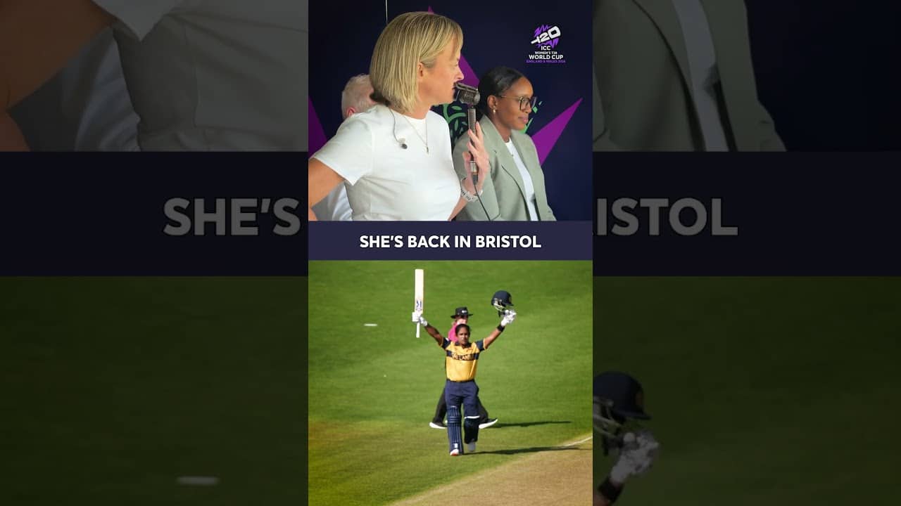 𝑮𝒐𝒐𝒔𝒆𝒃𝒖𝒎𝒑𝒔 🤩 Natalie Germanos gives the soundtrack for Chamari Athapaththu's epic #T20WorldCup ton 💯