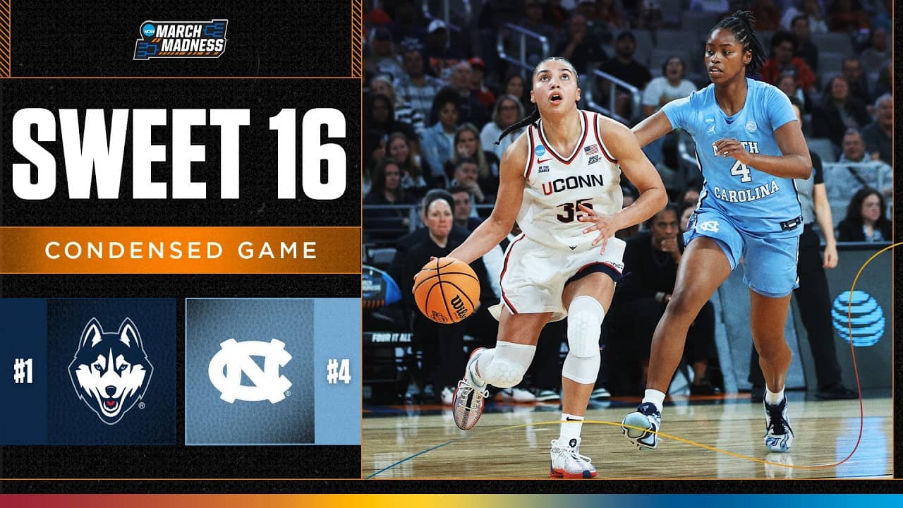 UConn vs. North Carolina - Sweet 16 NCAA tournament extended highlights