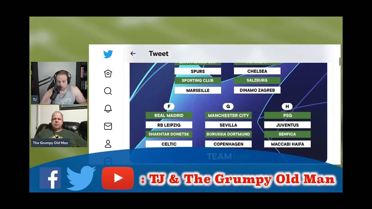 The boys talk UEFA (I think that's soccer) TJ and The Grumpy Old Man Clips