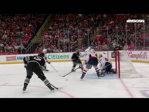 Cody Glass scores a goal against the Washington Capitals