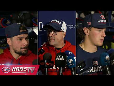 Carrier, Robidas + Bolduc address the media at practice | LIVE PRESS CONFERENCES