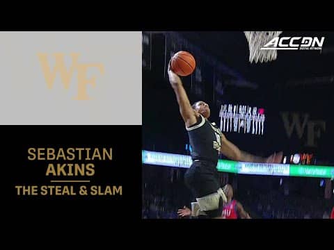 Wake  Forest's Sebastian Akins With A Steal & Slam