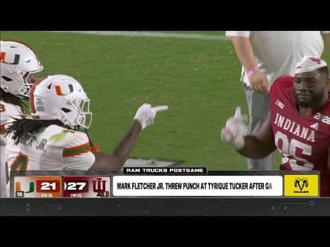 Miami's Mark Fletcher Jr. threw a punch at Indiana's Tyrique Tucker after National Championship game