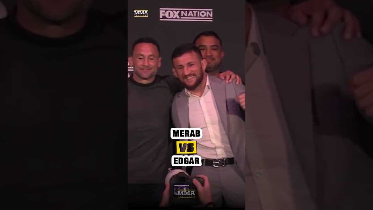 Merab Dvalishvili and Frankie Edgar hug during their first RAF 09 faceoff in Dallas | MMA Fighting