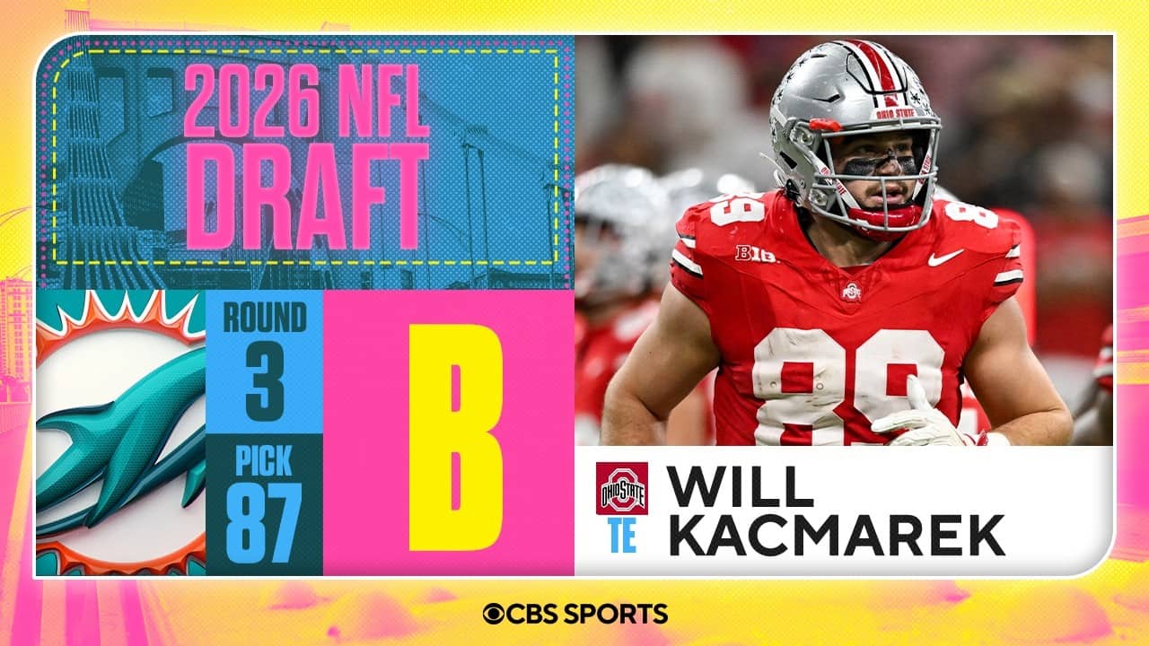 Dolphins select Will Kacmarek in Third Round, 87th overall | 2026 NFL Draft Grades & Reaction