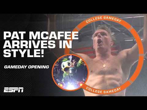 Pat McAfee rides into GameDay on a MOTORCYCLE with the Oregon Duck 😱 | College GameDay