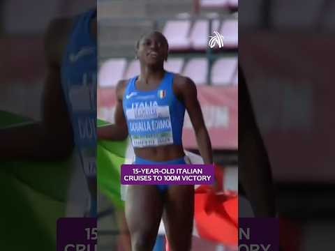 In a class of her own 💫  Kelly Doualla, 15-year old sprint queen 🇮🇹👑  #Tampere2025 #athletics