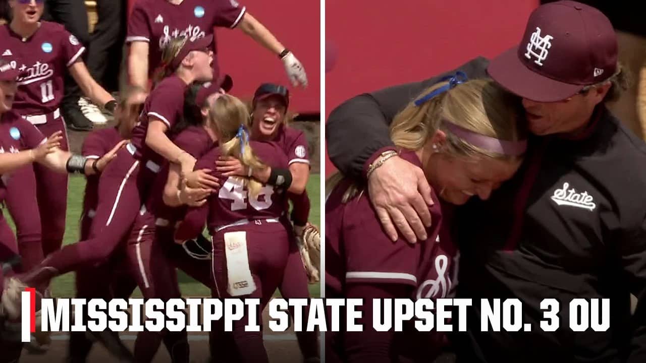 HAIL STATE STUNNER 🔥 Mississippi State comes back to upset Oklahoma in Game 1| ESPN College Softball
