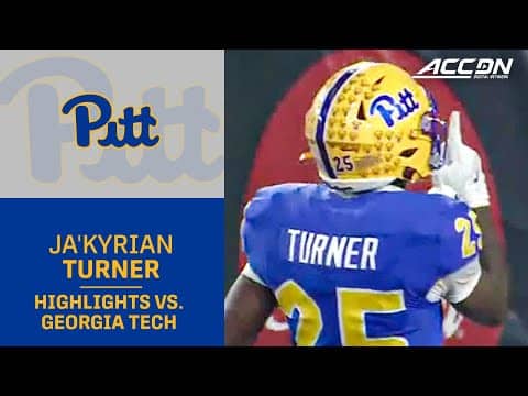 Pitt RB Ja'Kyrian 'Boosie' Turner Highlights vs. Georgia Tech
