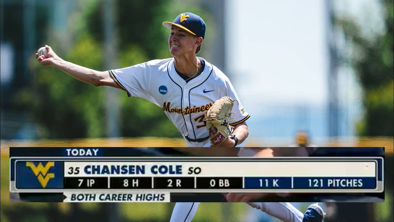 West Virginia's Chansen Cole strikes out 11 in super regional win over Cal Poly