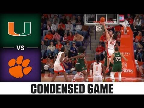 Miami vs. Clemson Condensed Game | 2025-26 ACC Men's Basketball