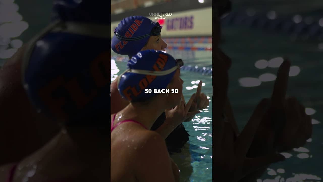 Katie Ledecky coaching Katie & Beisel through warm up 😂#UnfilteredWaters #KatieLedecky #FloridaSwim
